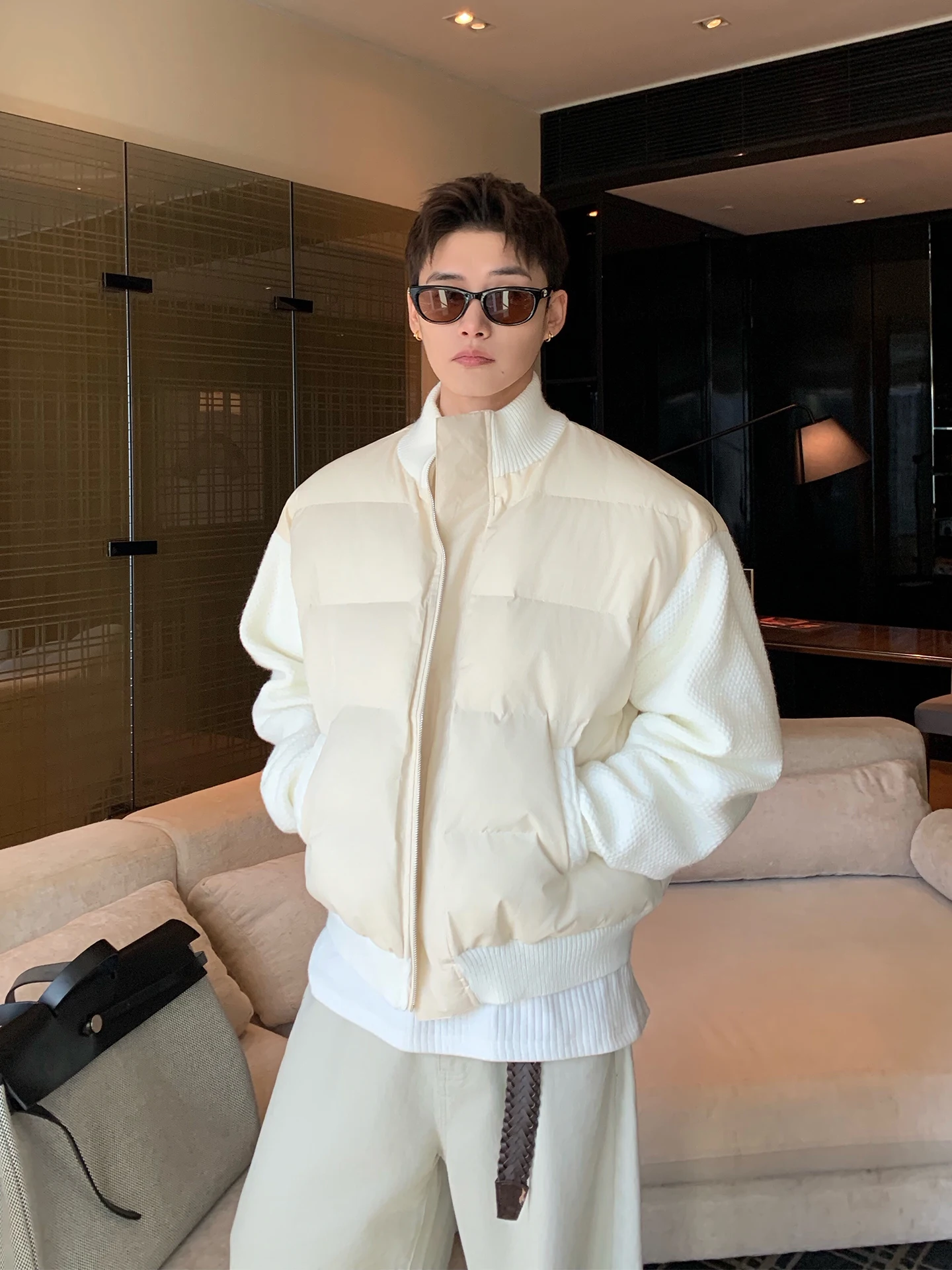 سترات رجالية جديدة لشتاء 2025 بياقة واقفة ومحبوكة على الموضة متعددة الاستخدامات سترات راقية للرجال بأكمام طويلة #4