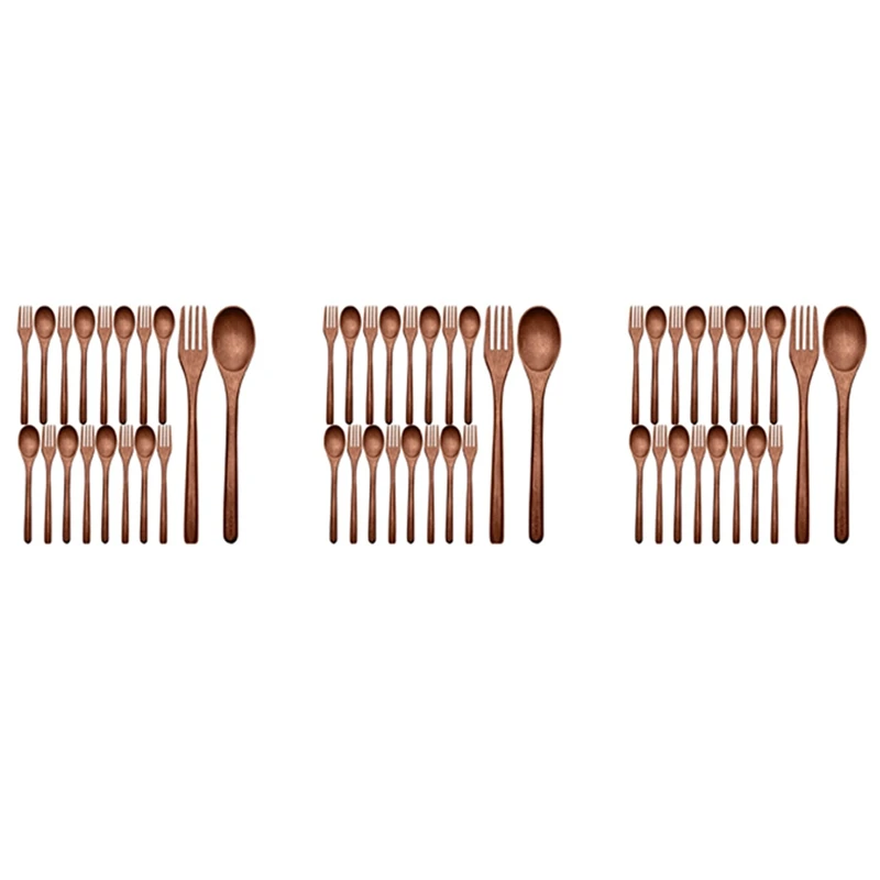 

48Pcs Wooden Spoons Forks Set Including Wooden Spoons And Wooden Forks Japanese Wooden Utensil Set Reusable Handmade