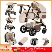 Luxurious Baby Stroller 3 in 1 Portable Travel Baby Carriage Folding Prams High Landscape Aluminum Frame Car for Newborn Baby