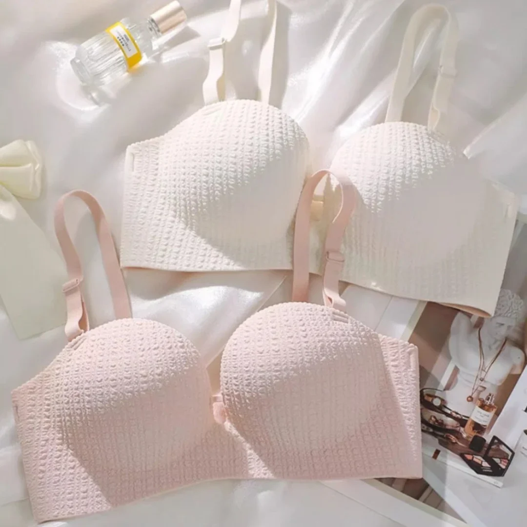 

Strapless Push Up Bra For Women Small Breasts Appear Bigger No Steel Ring Soft Round Cup With Straps One Piece Seamless Bras