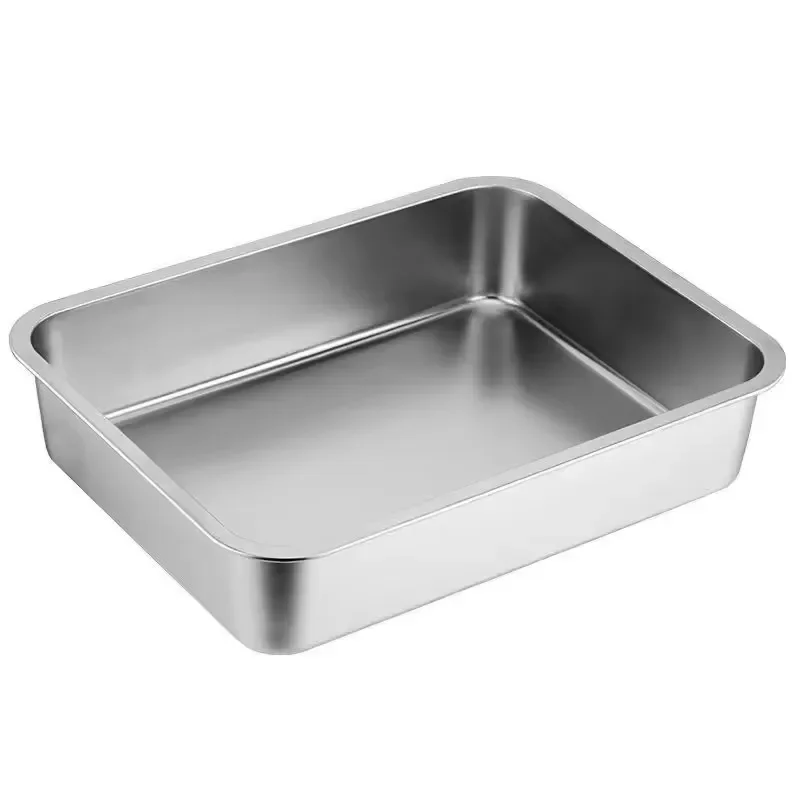Large Stainless Steel Pet Toilet with Non Slip Rubber Base Eco Friendly Easy to Clean Deodorant Litter Box for Cats and Small