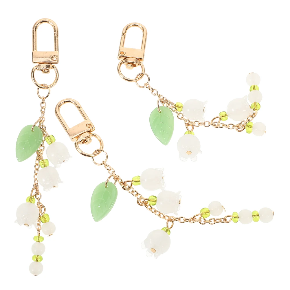 

3 pcs Lily of Keychain Crystal Flower Car Accessories Women Bag Charms Trendy Durable Acrylic Spring Summer Home Use