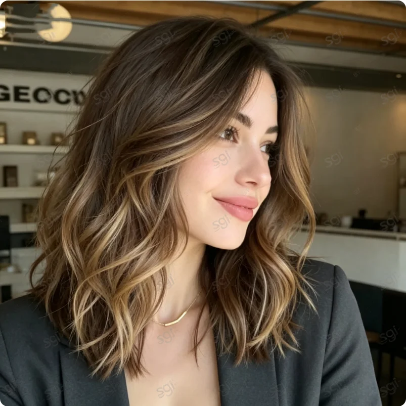 Glueless Fashion Highlight Blonde Soft Natural 18inch Wave 180 Density Deep HD lace front wig, suitable for women Heat Resistant