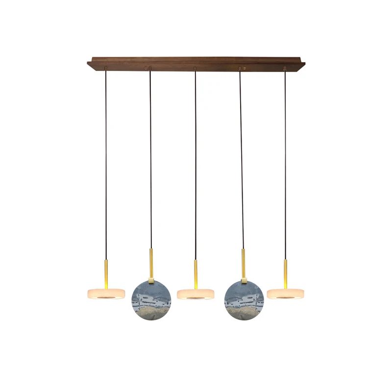 Imagem -03 - Marble And Wood Led Teto Chandelier Luminária de Suspensão Luminária Luminária para Sala de Estar Casal Trendy 2023