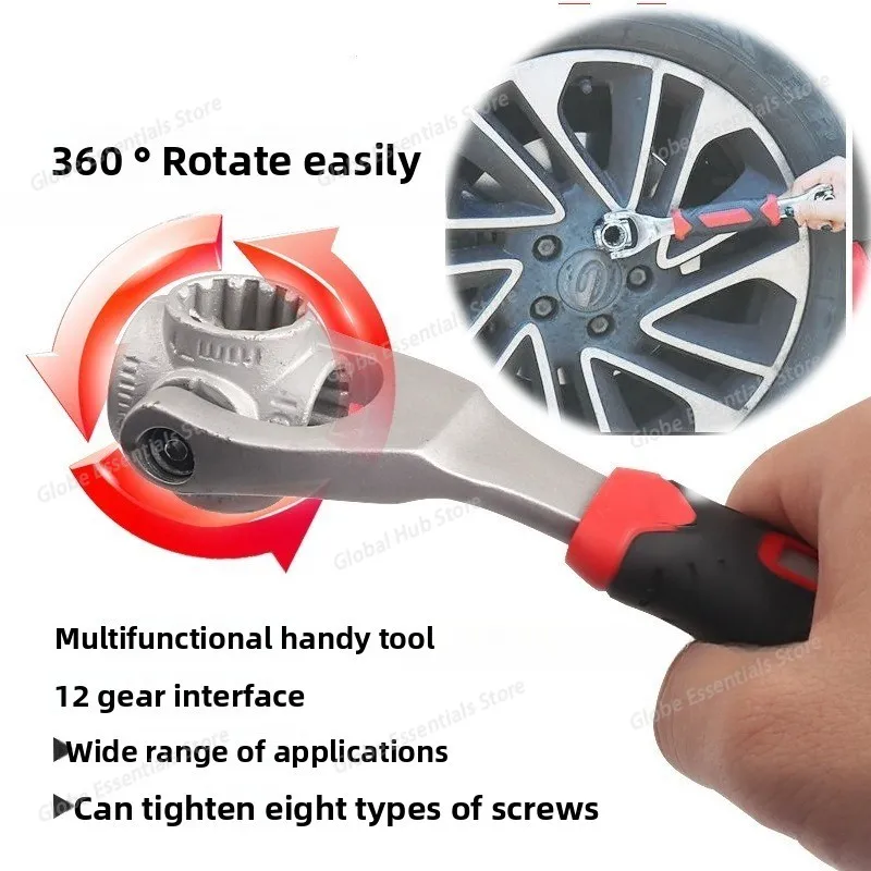 8-19mm 48 in1 Tools Socket Works Universal Ratchet Spline Bolts Sleeve Rotation Hand Tools 360 Degree Multipurpose Tiger Wrench