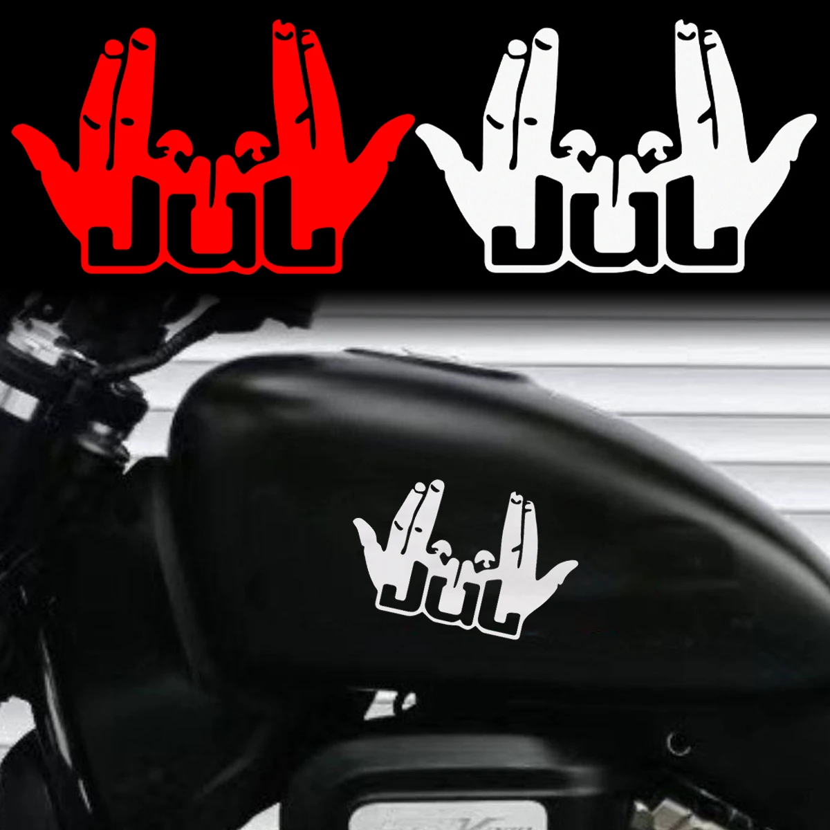 1PCS 2025 New Funny JUL Finger Motorcycle Stickers Motorbike Moto Helmet Fuel Tank Front Fairing Scooter Vinyl Decal Accessories