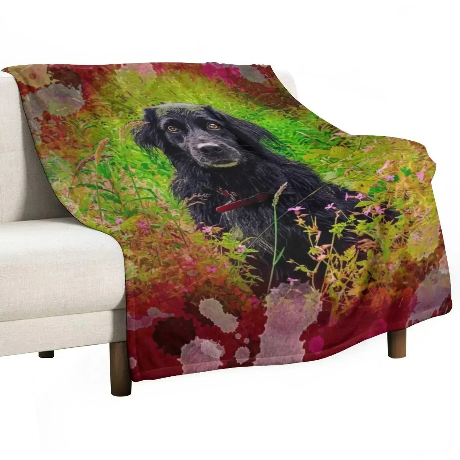 

Black Beautiful Dog Digital Portrait Throw Blanket Extra Large Throw Vintage Bed covers for winter Blankets