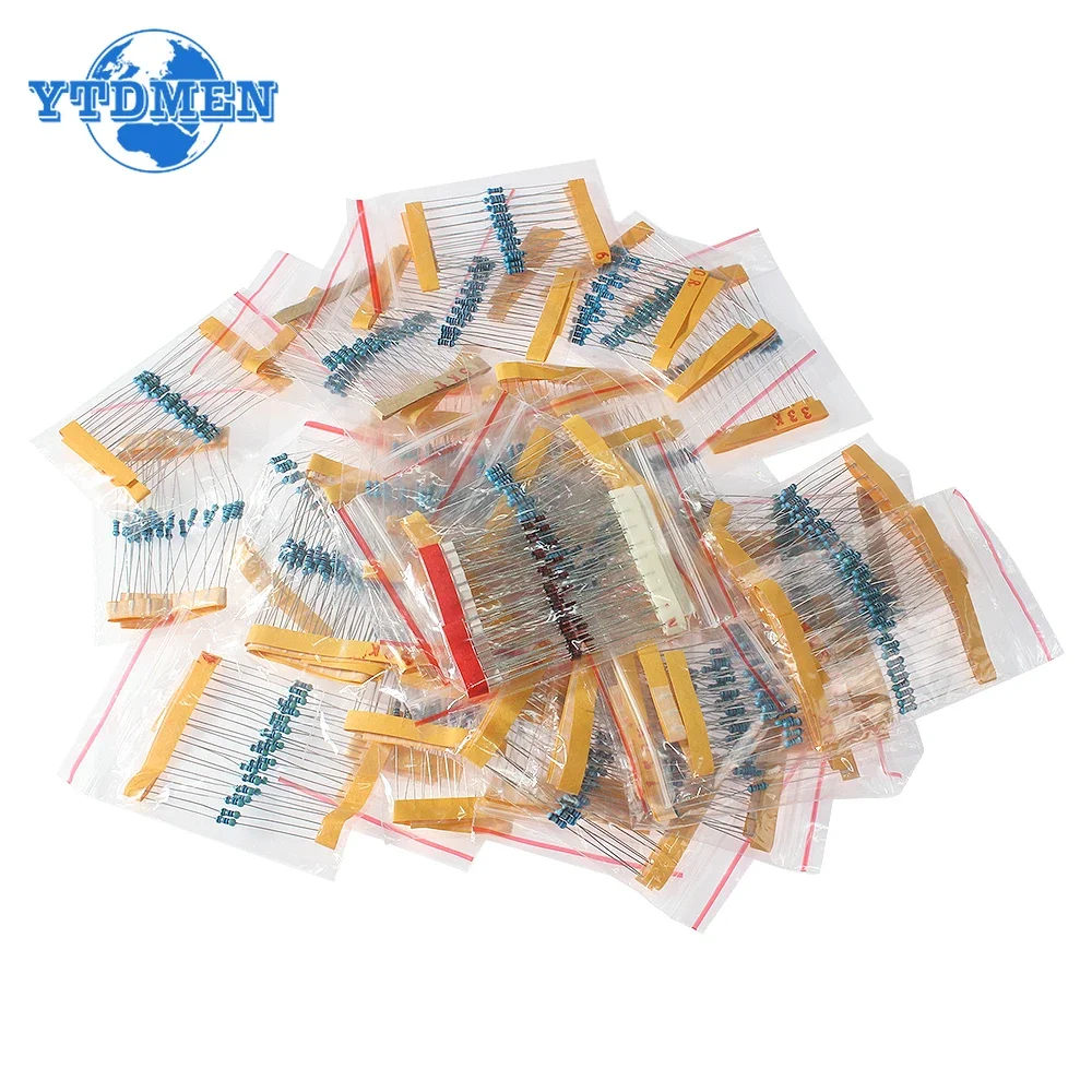 1475PCS 1/4W Metal Film Resistor Set 0 Ohm-5.6M Ohm 1% Color Ring Resistance with IN4148 Switching Diode Electronic Kit