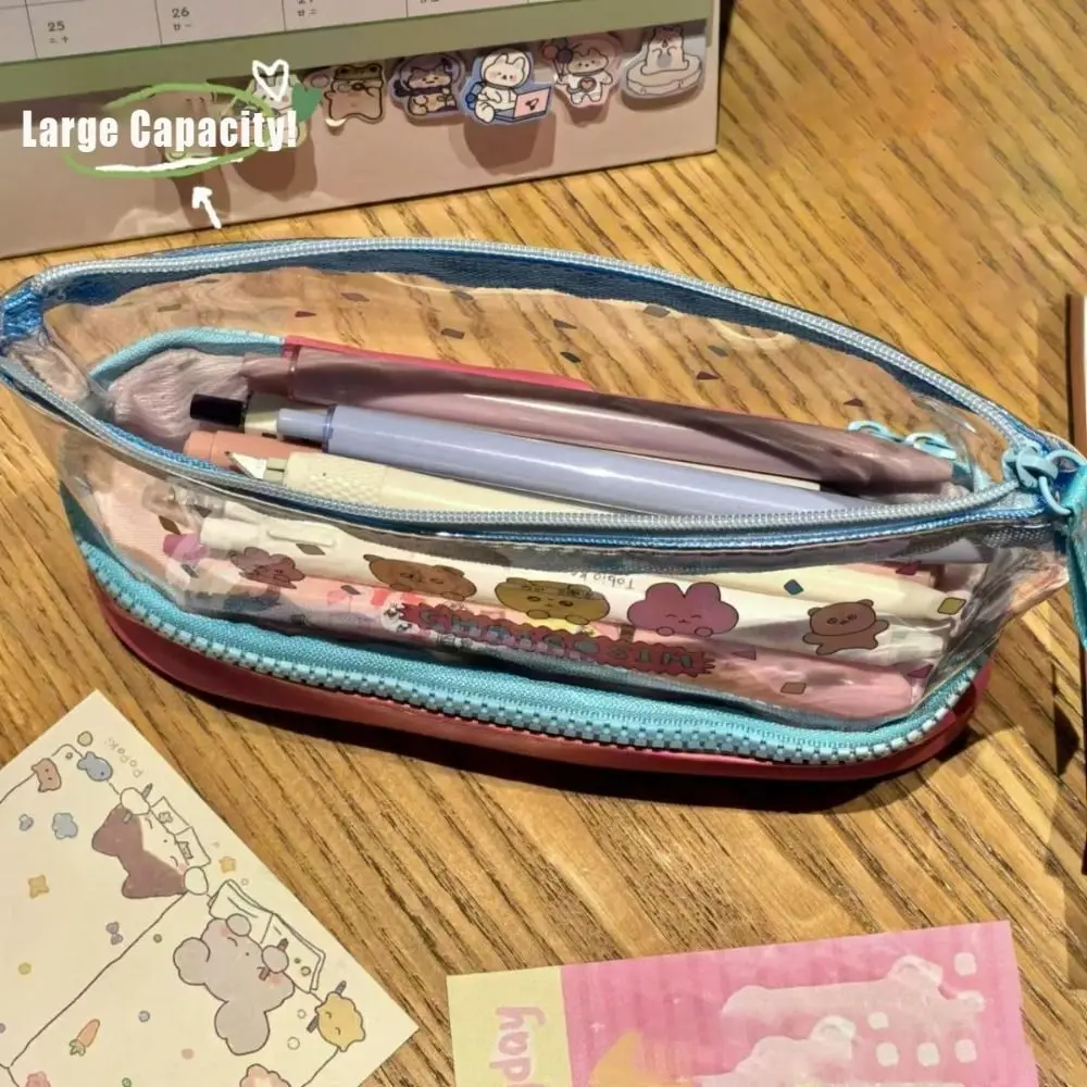 Multi-function Gosimperson Pen Bag Double-Layer Transparent Pencil Case Large Capacity Stationery Bag Student