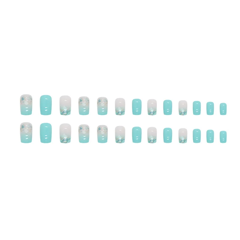 24 PCS short square French Simple New Cold Shimmering nails +1 nail glue +1 nail file