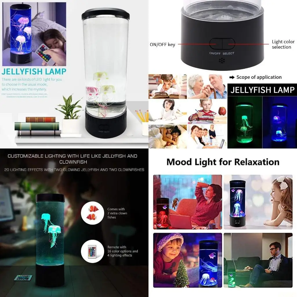 

B03F LED Jellyfish Lamp Aquarium LED Lamp with Color Changing Light Effects Mini Desktop Night Light Home Decor for Room Moods