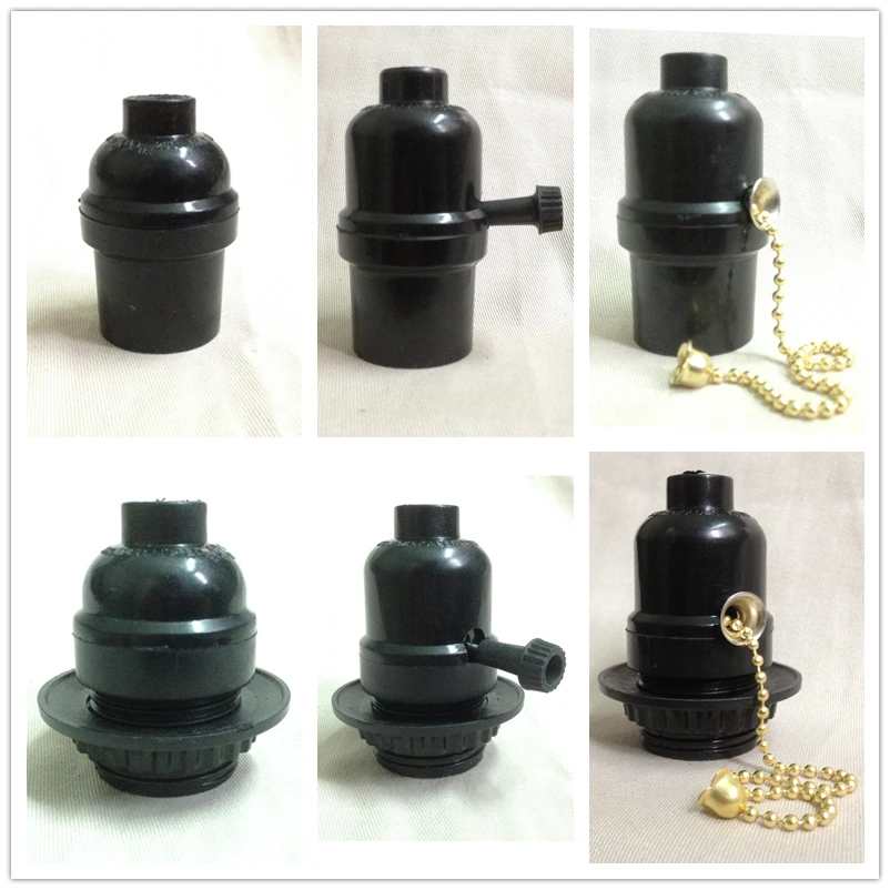 UL Bakelite Lamp Holder E26 Vintage Edison Spiral Bulb Base Zipper and Knob Switch Vintage Chandelier and Table Lamp Holder