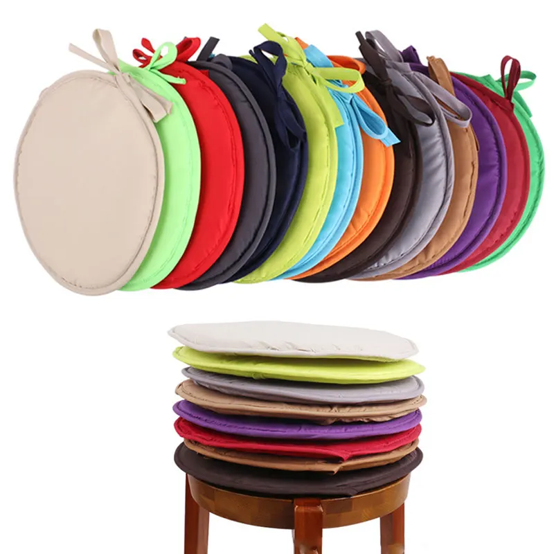 Hot Sale Round Spong Cushions Solid Color Dining Garden Chair Pad Home Kitchen Office Chair Seat Pads Tie strap Cushion 30/38cm
