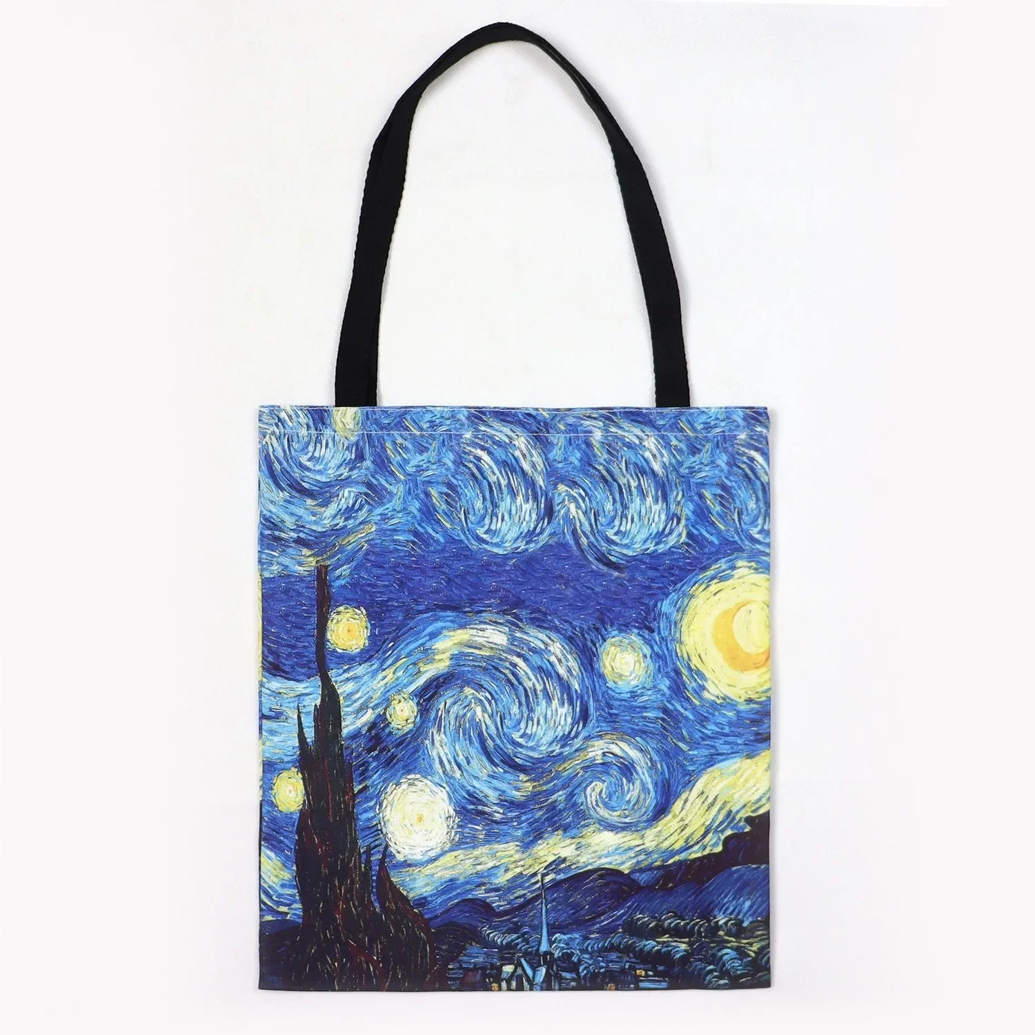 NEW Van Gogh Series Canvas Bag Oil Painting Starry Night Sunflower Apricot Flower Coffee Holder Handbag Lightweight Shoulder Bag