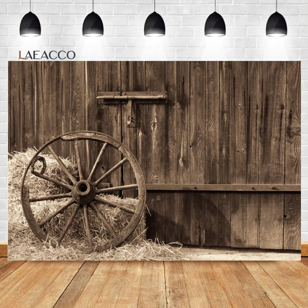 Laeacco Rustic Wood House Photocall Photography Background Spring Flower Old Wheel Kids Adult Portrait Backdrop for Photo Studio