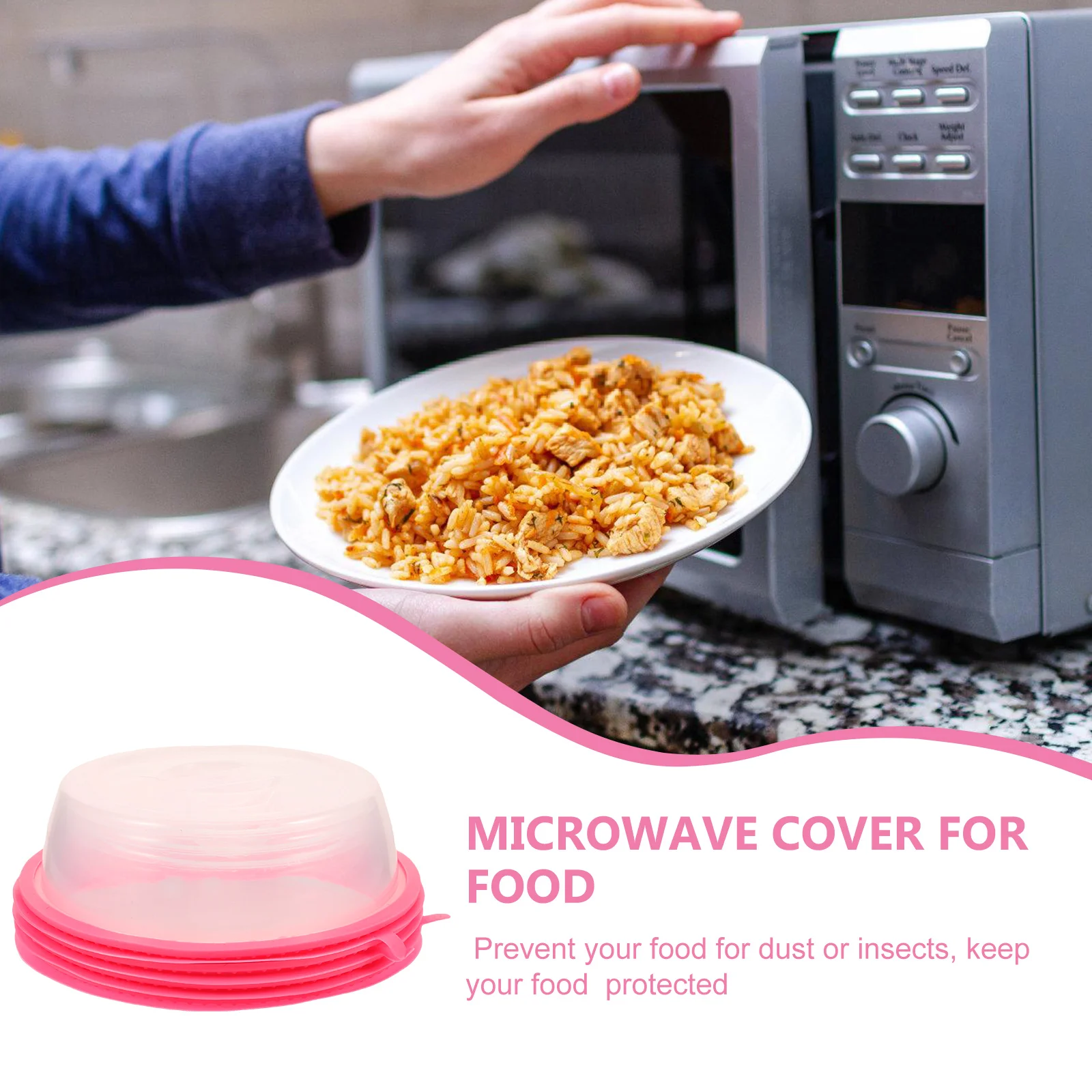 

4Pcs Splatter Guard Microwave Cover Kitchen Helper Food Plate Dish Cover Anti Dust Insects Clean Protected