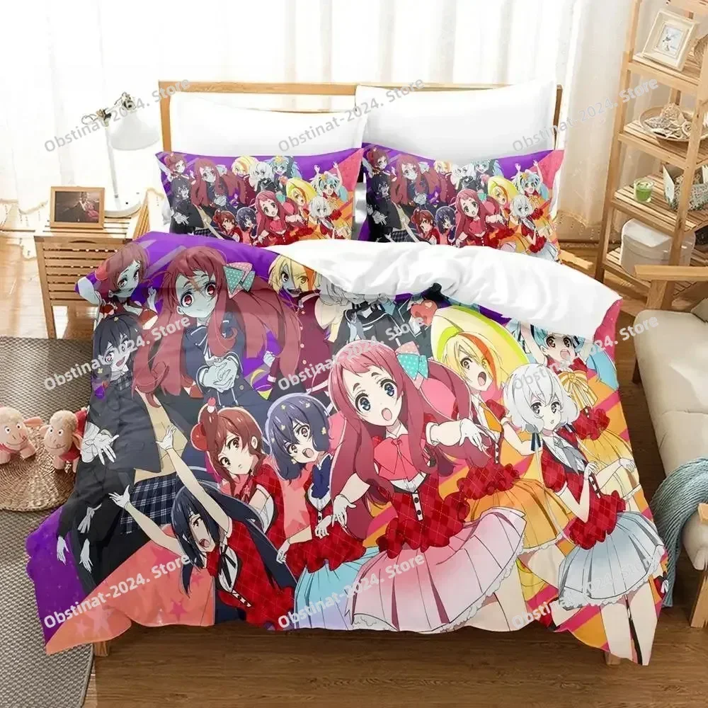 Zombie Land Saga 3D Printing Comforter Bedding Set,Duvet Cover Bed Set Quilt Cover Pillowcase,King Queen Size Bedding Set Kid
