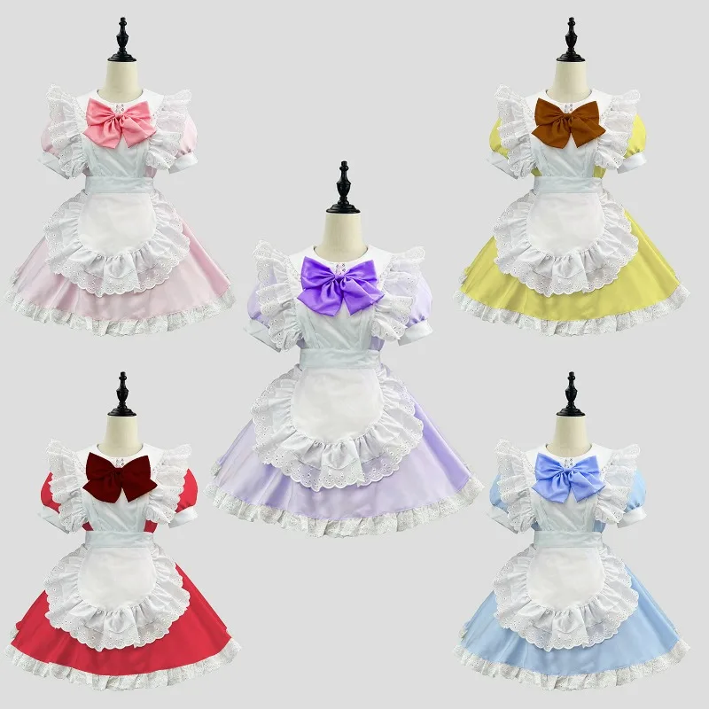 

Women Plus Size Maid Outfit Lolita Anime Kaname Madoka Cosplay Dress French Apron Maid Fancy Dress Halloween Costume