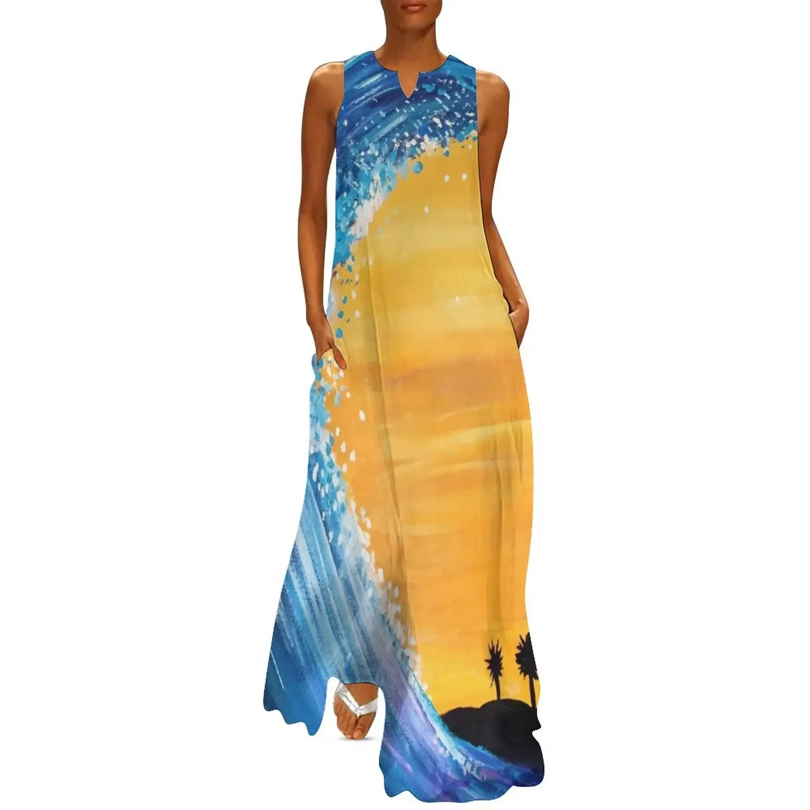 

Tidal Wave Long Dress women formal occasion dresses beach dresses dresses with long sleeves Dress