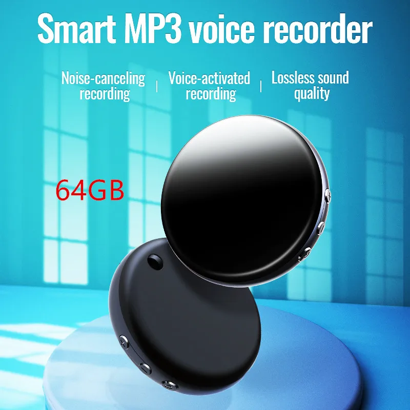 Mini Digital Voice Control Recorder 64GB Intelligent Voice Activated HD Noise Reduction Magnetic Dictaphone Audio Recording