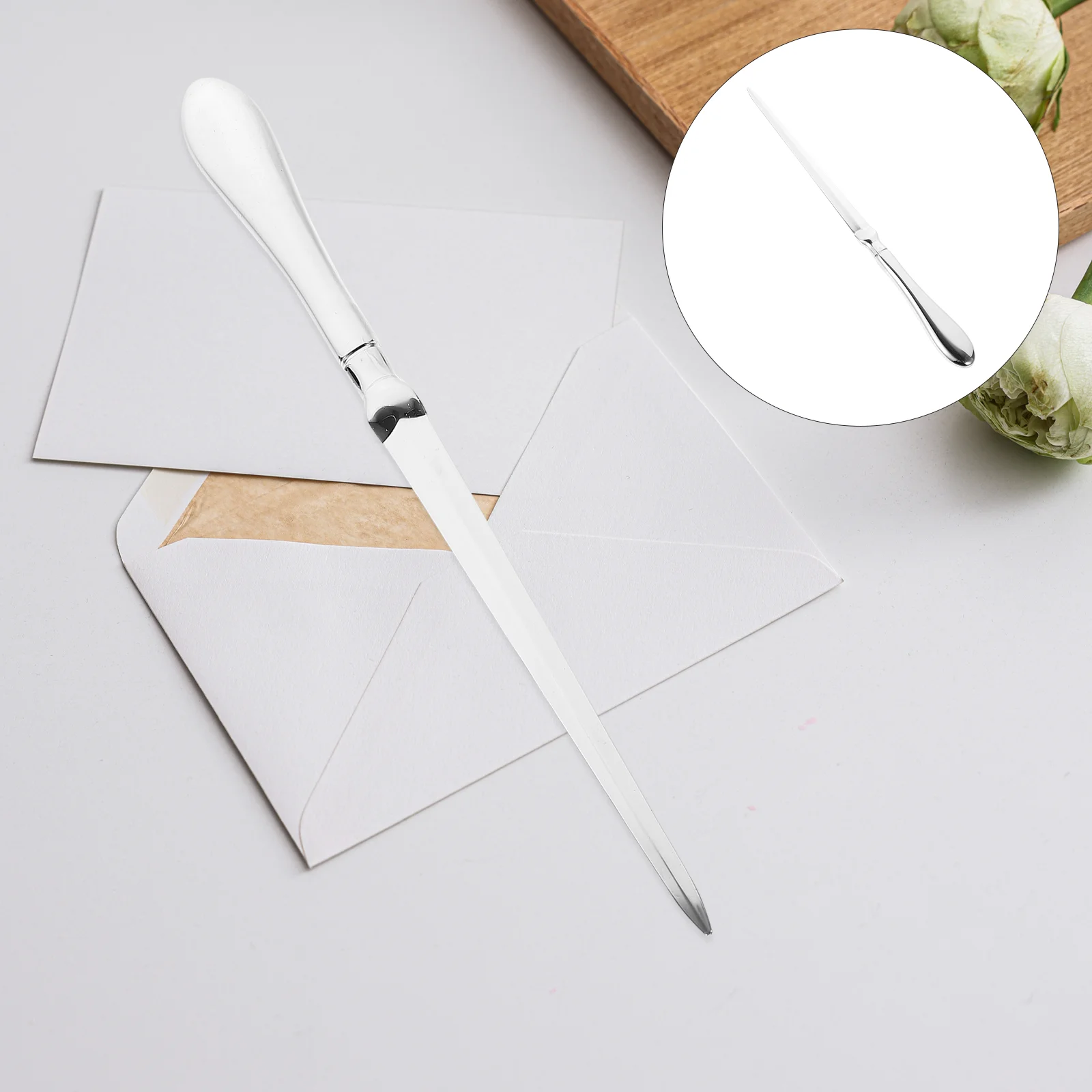 

Portable Alloy Letter Opener Envelope Opener with Gift Box Practical Paper for Home Shop (Silver)