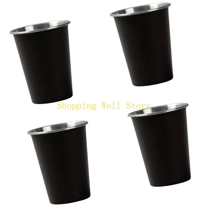 KX4B 4pcs 350 مل شاي قهوة الحليب البيرة القدح كوب التخييم القابل للتكديس كوب الشرب