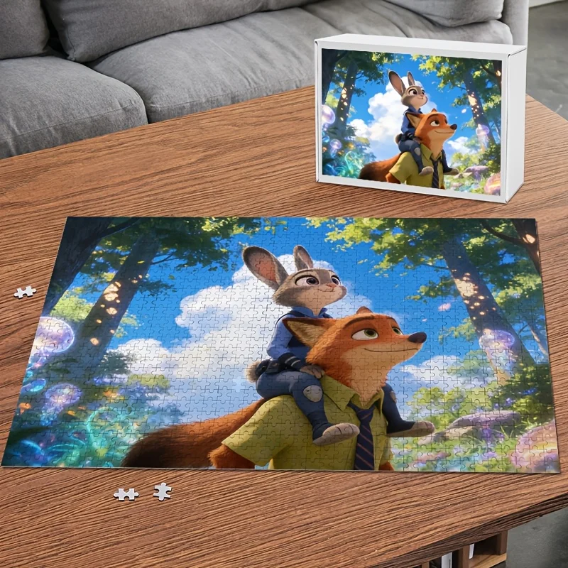 

1000pcs Disney Zootopia Judy Hopps and Nick Wilde Poster Puzzle, Family Entertainment, Home Decor, Classic Cartoon Art Deco, F