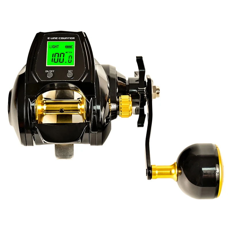 Aluminum Alloy Surf Fishing Reel with Electronic 6.3:1 High Speed Ratio, Powerful 12kg Drag, Digital Display