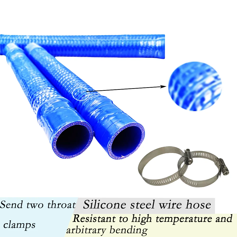 Steel wire silicone hose comes with a 304 stainless steel hose clamp for anti-corrosion, rust prevention, and flexible bending