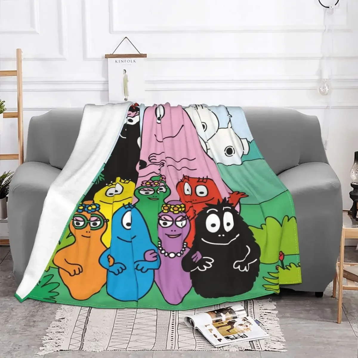 Les Barbapapa Barbamama Parent Child Animation Blanket Coral Fleece All Season Soft Throw Blanket for Home Bedroom Bedspreads