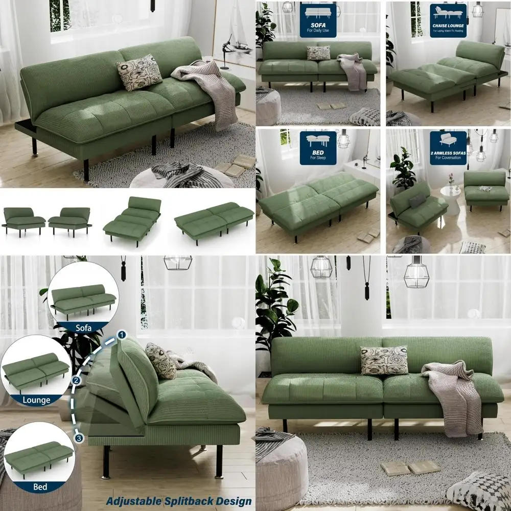 Sofá-cama futon multifuncional de 70 polegadas com encosto ajustável, sofá-cama conversível, loveseat reclinável moderno