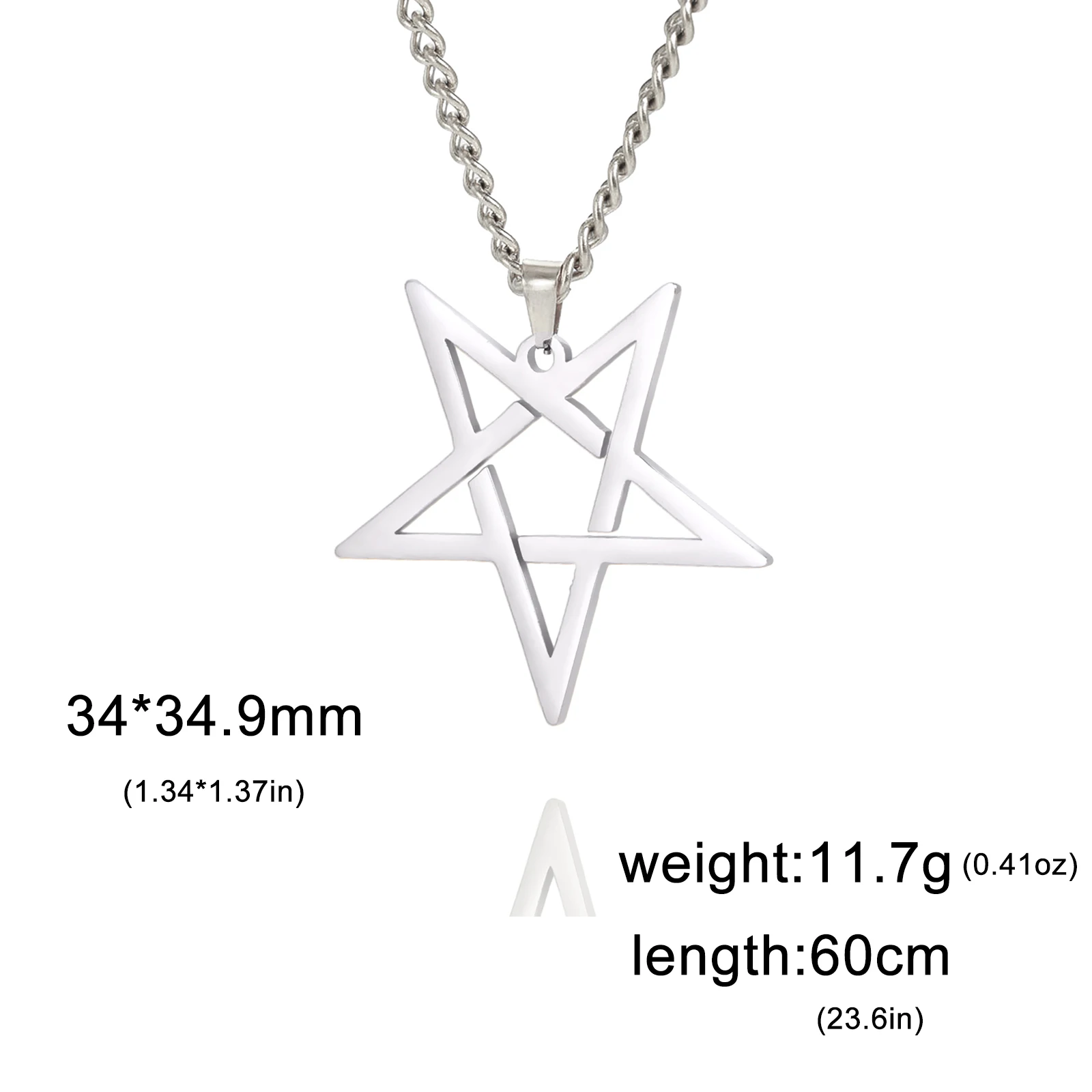 Unift Inverted Pentagram Satanic Necklace for Men Boy Stainless Steel Long Neck Chain Goth Gothic Occult Wicca Pentacle Jewelry