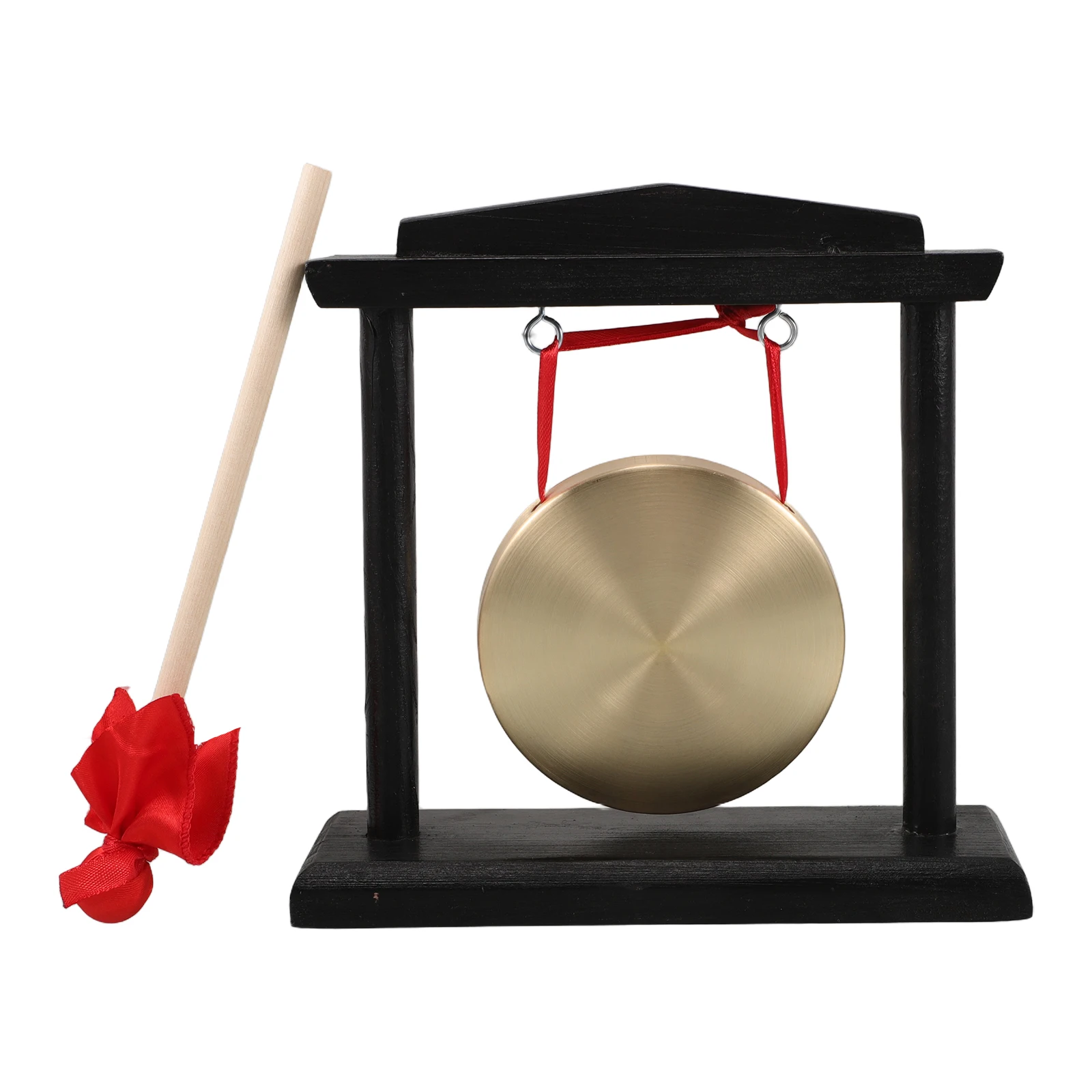 

Chinese Desktop 10Cm Brass Wind Gong With Wooden Stand Mallet For Meditation Feng Shui Decoration Housewarming Blessing Present
