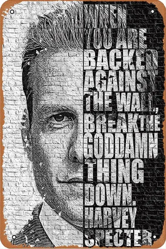 Inspirational Poster Tv Program Poster Harvey Specter Quotes Metal Signs Vintage Funny Gift, Metal Sign Tin Metal Retro Wal sign