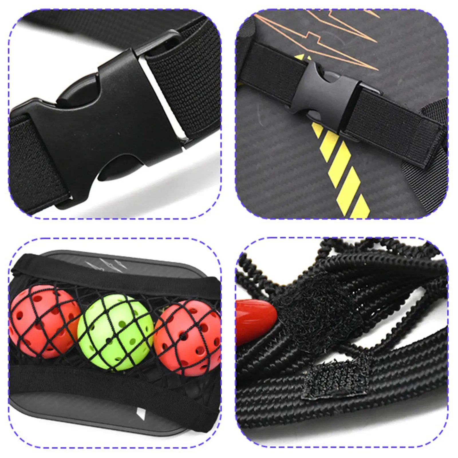 Pickleball Storage Mesh Bag Easy to Install Accessory, Professional, Gift Durability Spare Parts, Portable, Quick Release Buckle