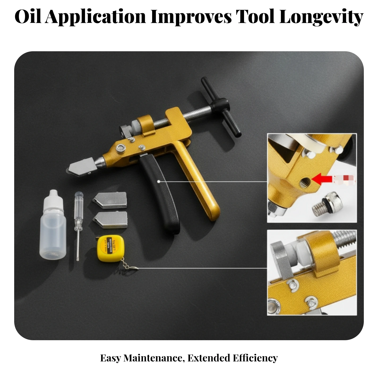 Glass and Tile Cutter Metal Body Clamp-Style Glass Cutter Cutting Kit Portable