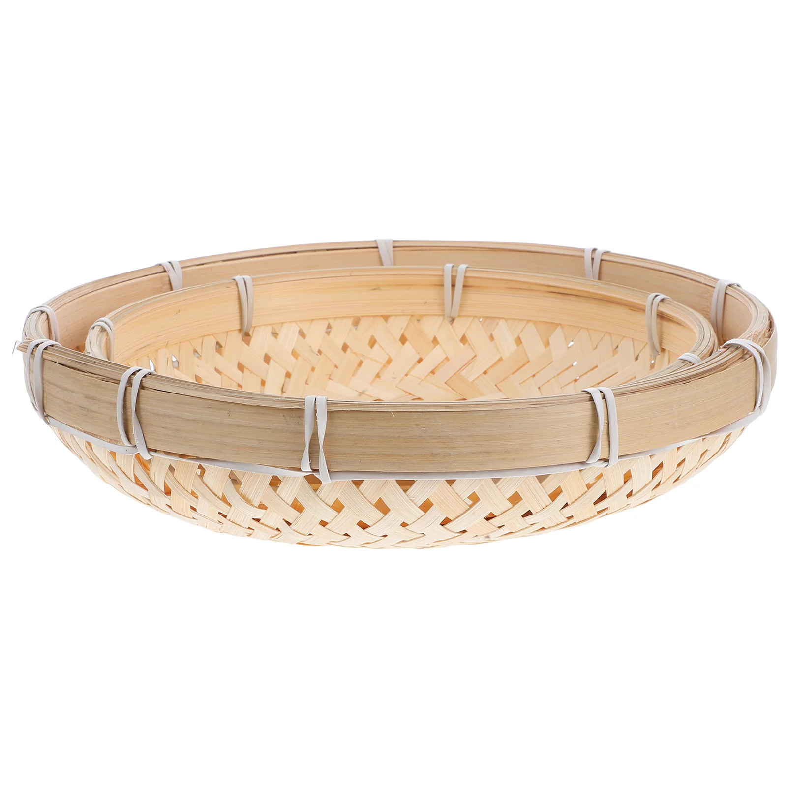 

2Pcs Sturdy Bamboo Baskets Rustic Home Decor Handwoven Fruit Vegetable Storage Organizer Kitchen Pantry Display