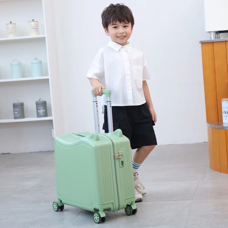 Maleta de viaje con ruedas giratorias para niños, equipaje encantador, caja de contraseña de viaje, bolsa de equipaje con carrito