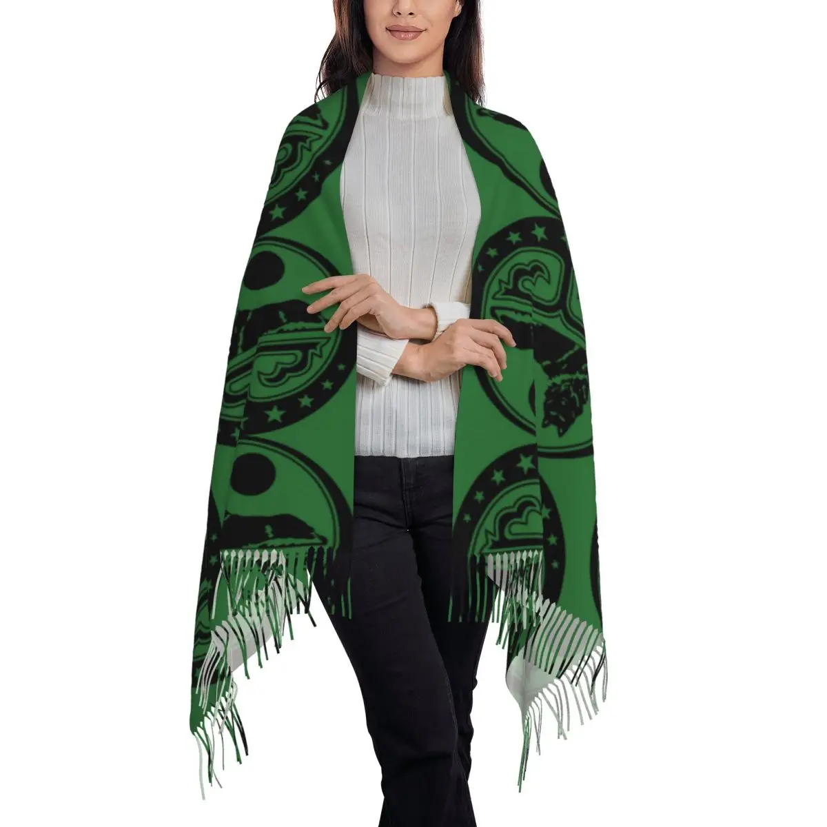 Chechen Borz Scarf Tassel Scarves for Women Soft Warm Shawls and Wraps Large Fall Winter Shawl Wrap