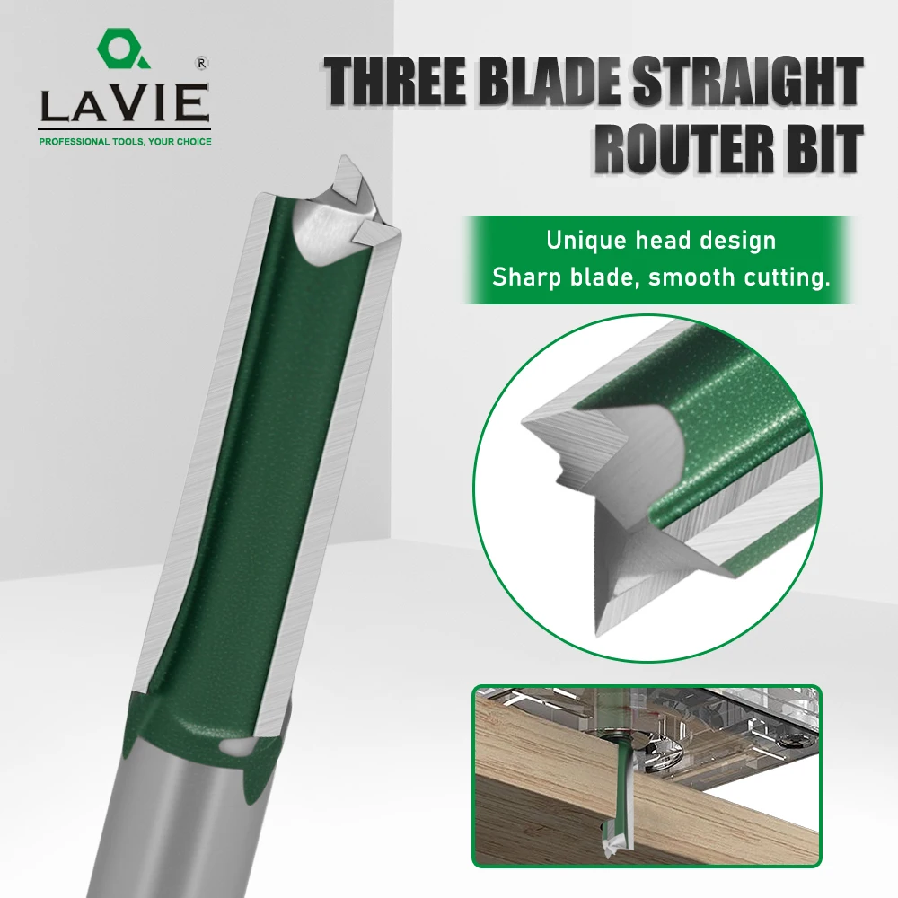 

Фреза прямая LAVIE 6 мм (1/4 дюйма) с 3 зубьями, промышленного класса, для ЧПУ, для обработки дерева H06002Z30625GN