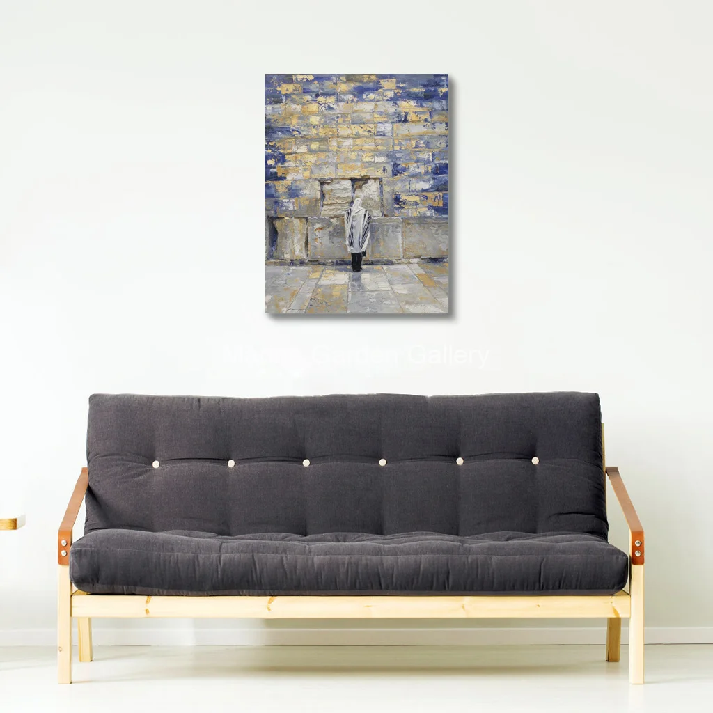 Large Modern Textured Oil Painting Jews Man in Prayer Shawl Hand Painted Jewish Canvas Art for Living Room Judaica Home Decor