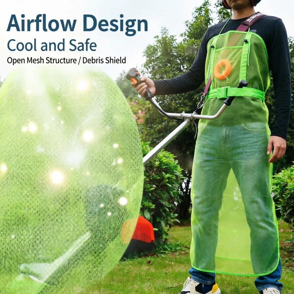 Grass Trimmer Protective Apron Breathable Mesh, Weed Cutting Splash Guard Adjustable Garden, Mowing Apron Outdoor Lawn Tool Unis