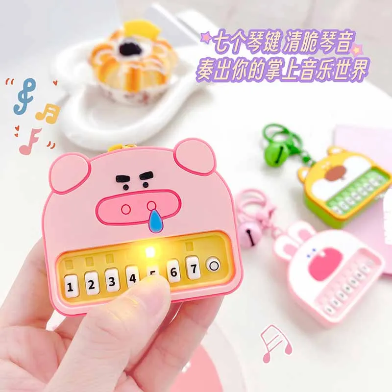 Porte-clés de piano électronique petit animal pour enfants, pendentif de l'hypothèse électroluminescente créative, cadeaux amusants et mignons, sac à dos, nouveau