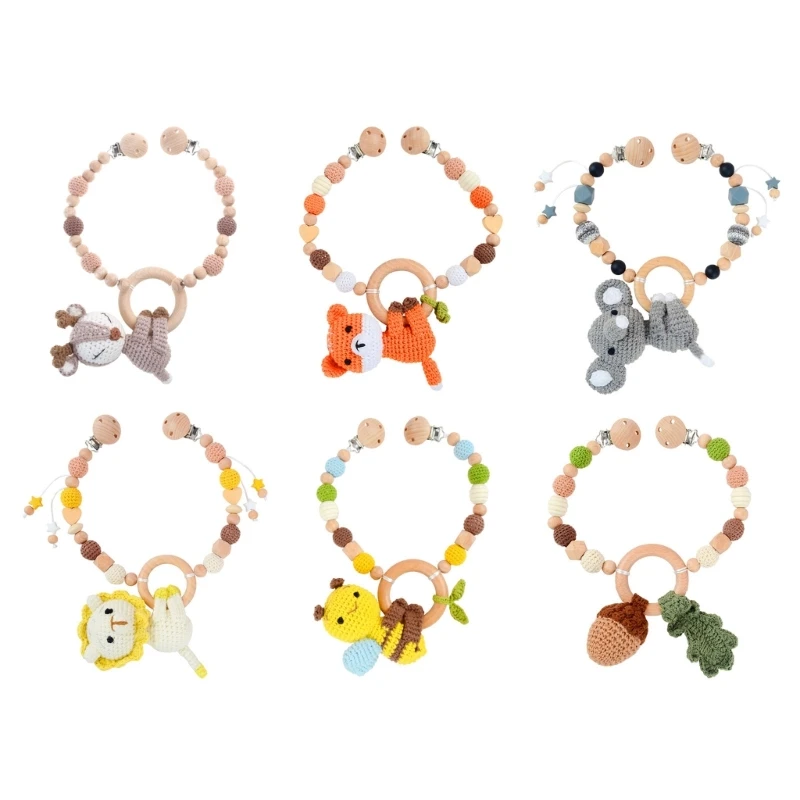 

Симпатичная игрушка-прорезыватель в форме животного ручной работы, вязаная крючком погремушка, успокаивающая игрушка для малышей