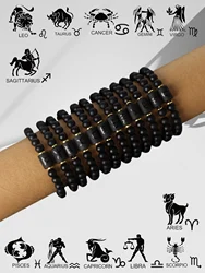 Zodiac Signs Stone Bracelet Cancer Virgo Leo Libra 12 Constellation Natural Bead Bracelet For Men Women Jewelry Best Friend Gift