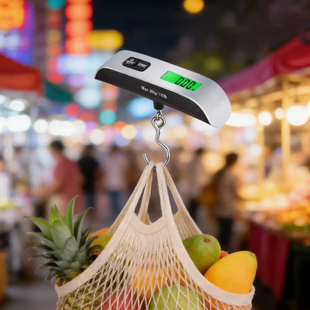 50kg Portable Digital Luggage Scale LCD Backlight Electronic Handheld Hanging Weight Scale For Travel Suitcase Baggage
