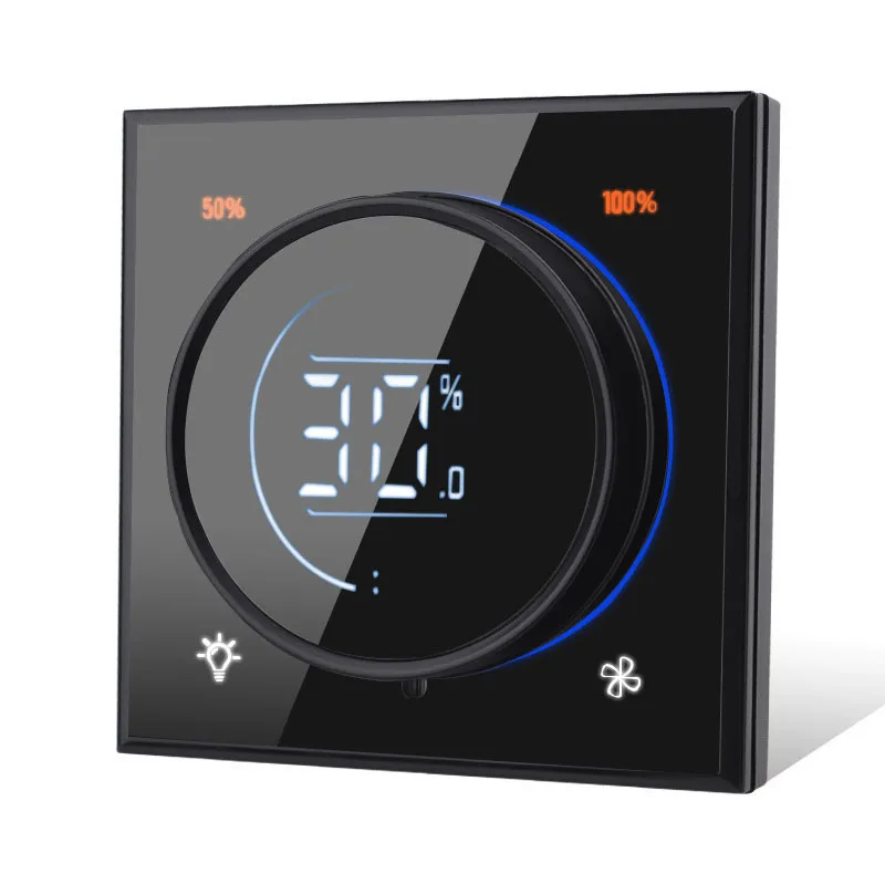 

Golden Security Tuya Умный дом Ручка вентилятора Переключатель затемнения света ЖК-переключатель Smart Life Home Light Настенный сенсорный переключатель с Alexa