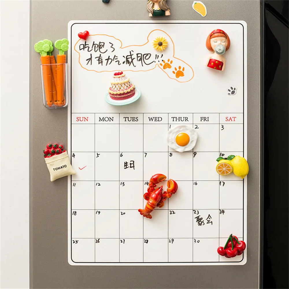 A5 Size Magnetic Monthly Weekly Planner Calendar Dry Erase Fridge Sticker Message Board for Kitchen Menu Whiteboard with Pen