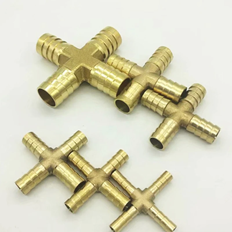 Encaixes do tubo da água do ar do pagode do cobre da mangueira 14mm 16mm 19mm conector transversal de bronze da tubulação da farpa 4 vias para 4mm 6 8mm 10mm 12mm 14mm 16mm