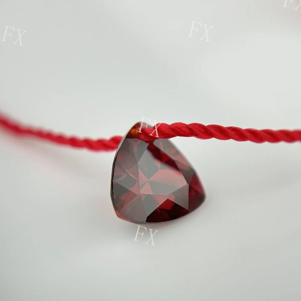 Cubic Zirconia Stone Single Hole Trillion Shape Garnet Brilliant Cut Loose CZ Stones Synthetic Gems Beads 5x5~12x12mm AAAAA